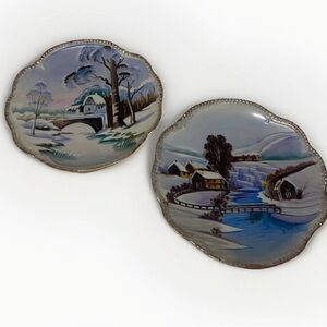 Vintage Ucagco Decorative Collectors Plates Hand Painted Signed Made In Japan